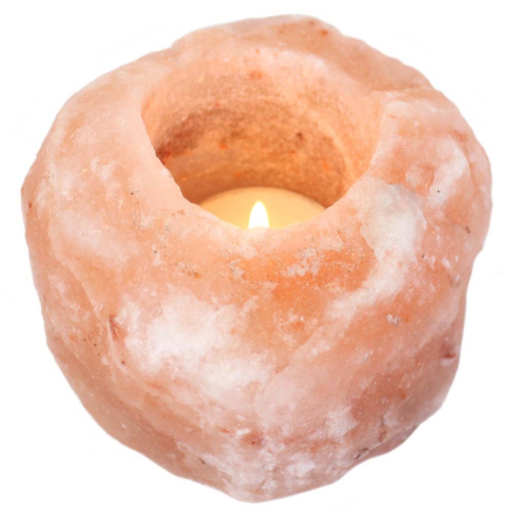 Single Pink Himalayan Salt Candle Holder